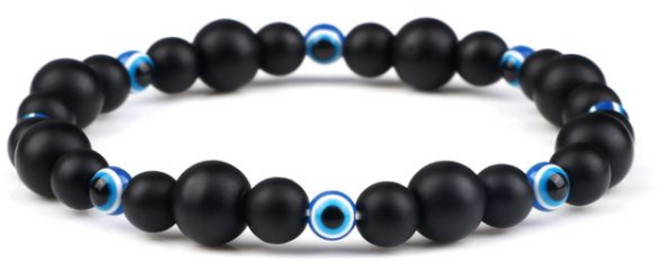 나자르본주 이블아이 터키 팔찌 악마의눈 행운 뱅글 화이트 도자기 천연 블랙 오닉스 비즈 끈 여성