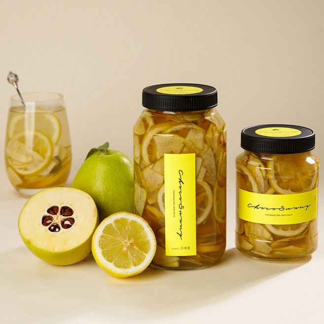[초코써니 모과레몬청] 에이드 홈 카페 수제청 과일청 500g 답례품 차 선물 세트 납품, ●500g모과레몬청선물포장, 1개, 1개입