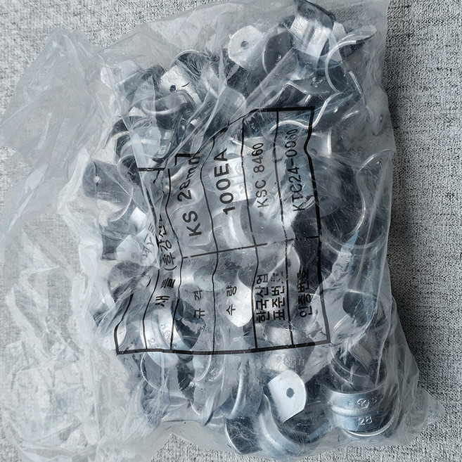 국산 KS 반새들 28mm 1봉 전선 배관 파이프 전선관 고정클립 스틸새들 클램프, 100개