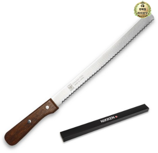 일본 니켄 NIKKEN 명월도 빵칼 브레드나이프, 우드핸들(톱니칼날), 1개