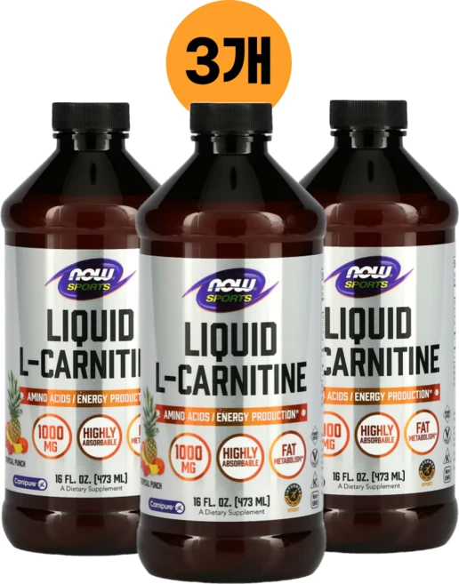 나우푸드 L 카르티닌 카르니틴 액상 473ml 3병 엘카르틴 L-Carnitine - 쿠팡