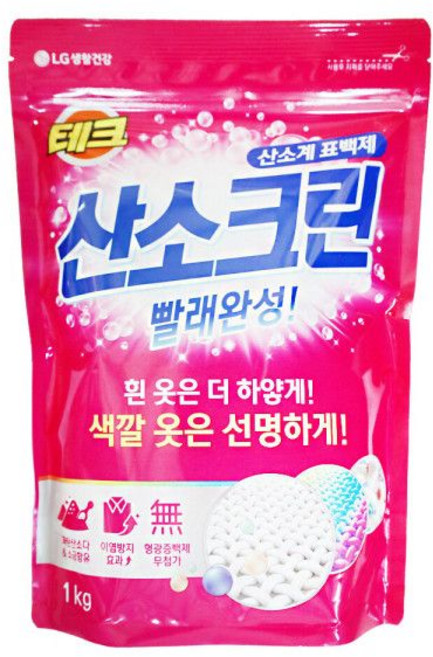 엘지 테크 산소크린 가루형 산소계 표백제 1kg 1개 세탁 빨래 분말