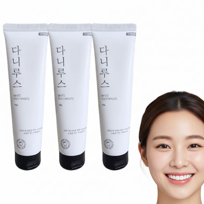 다니루스 미백치약 식약청 허가 미백치약, 3개, 120ml