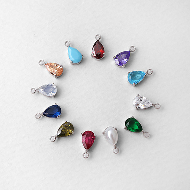 비즈아이 [8-159-02]써지컬스틸 펜던트 탄생석 물방울 5x7mm 1개