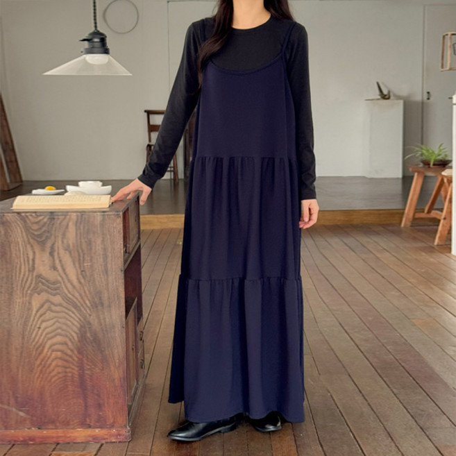 마이쏭 여성 빅사이즈 루즈핏 봄신상 멜린캉캉뷔스티에롱원피스