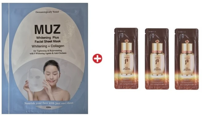 MUZ 화이트닝 마스크2매/비첩자생 에센스100매, 1g, 100개 - 쿠팡