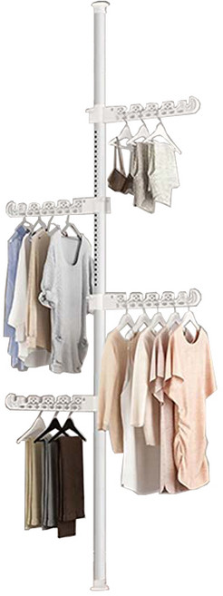 STYLE格調 頂天立地旋轉晾衣桿【HG-003】曬衣架, 白色五翅