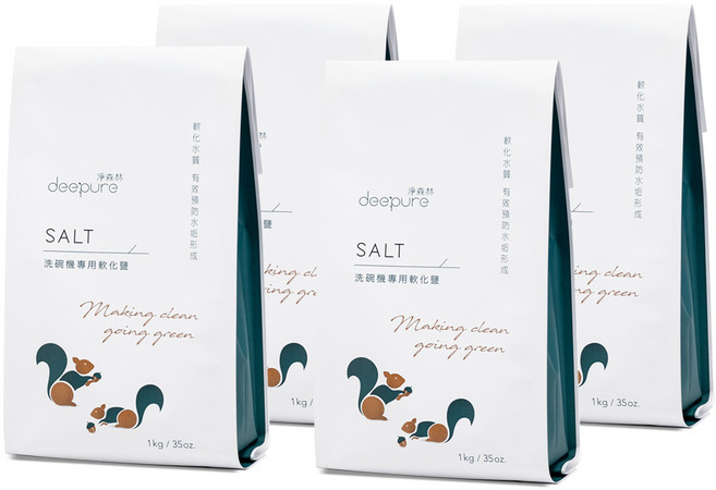 DEEPURE淨森林 洗碗機專用高純度軟化鹽 1kg, 4個