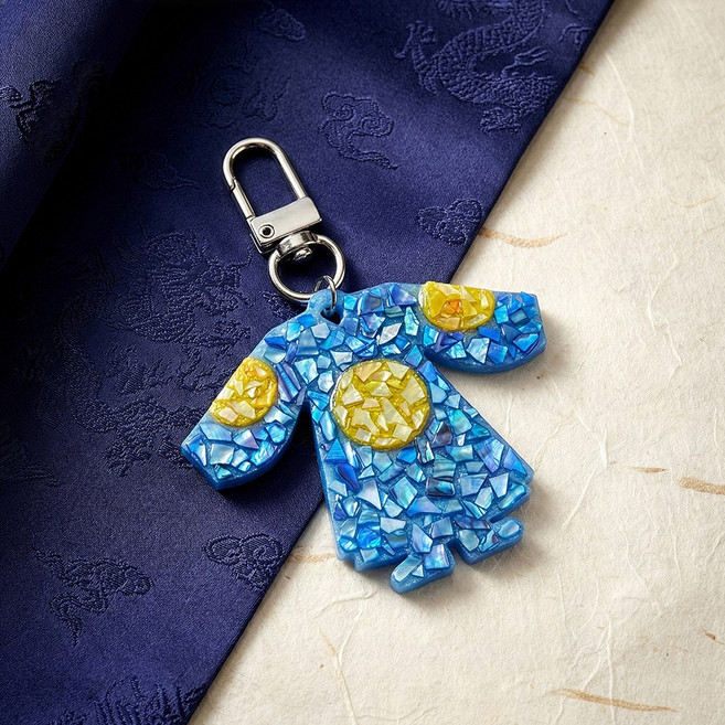 자개 키링 만들기 곤룡포 한복 DIY 키트 나전칠기 공예 전통 어르신 외국인 문화재 굿즈 선물, 청룡포