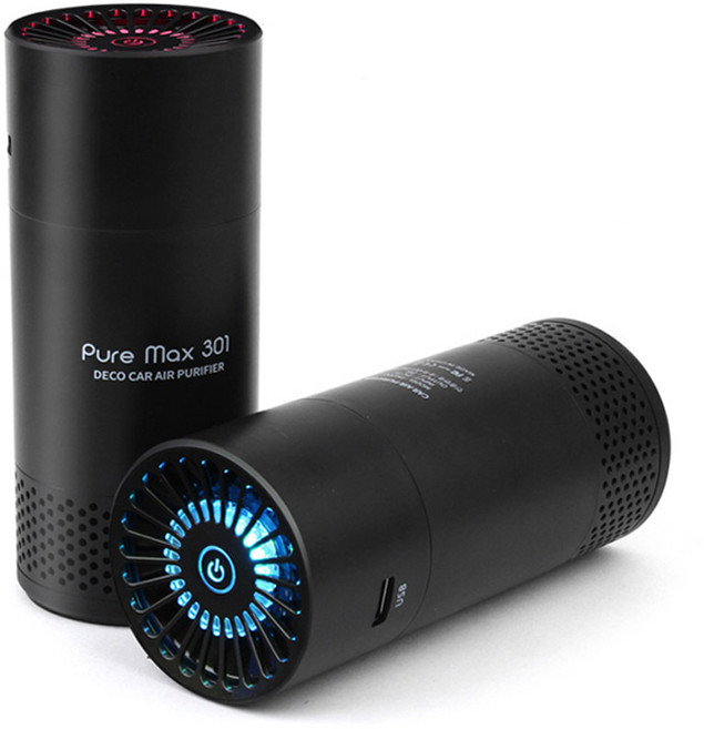 데코 PM301 원통형 미니 실내 및 차량용 공기청정기 (H11 헤파필터), 블랙