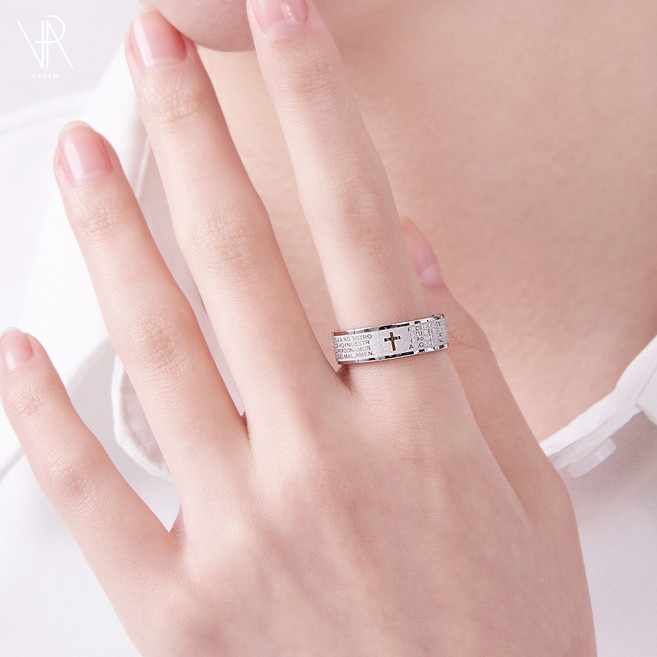 VARAM 써지컬316L스틸 6mm 레터링 주기도문 성경 교회반지