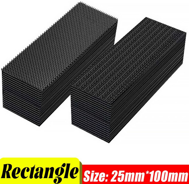 강력한 카펫 고정 패치 플로어 매트 터치 테이프 그립 패드 자체 양면 패스너 방지 접착 스티커 블랙 미끄럼, 8sets (16pcs), ctangle 25x100mm, 1개