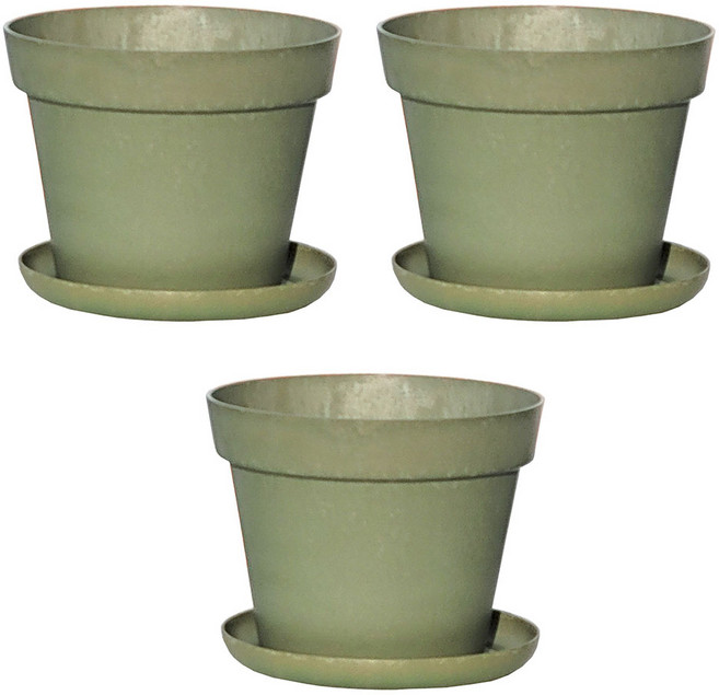 하우스홈 친환경소재 분갈이 목분화분 분갈이 인테리어 텃밭 큰화분 소형, 3개, 모스그린 화분+받침대