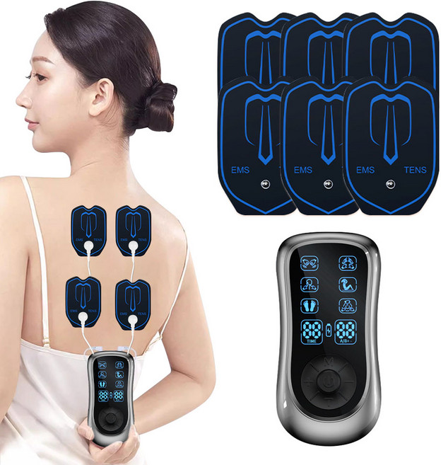 smabat 무선 저주파 마사지기 개인용 전신 저주파 안마기 4개 패드 8가지 펄스모드 15단계 강도조절, 화이트