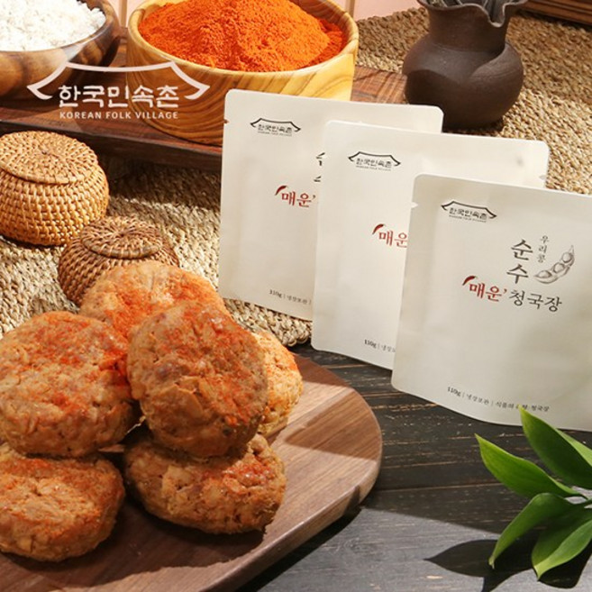 [한국민속촌 공식]국내산 우리콩 순수 청국장 4팩 오리지날 HACCP 인증, 4개, 110g