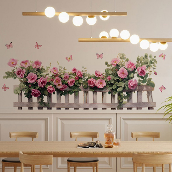 달빛코드 안방 주방 욕실 거실 벽면 인테리어 스티커 감성 예쁜 포인트 데코, 울타리꽃