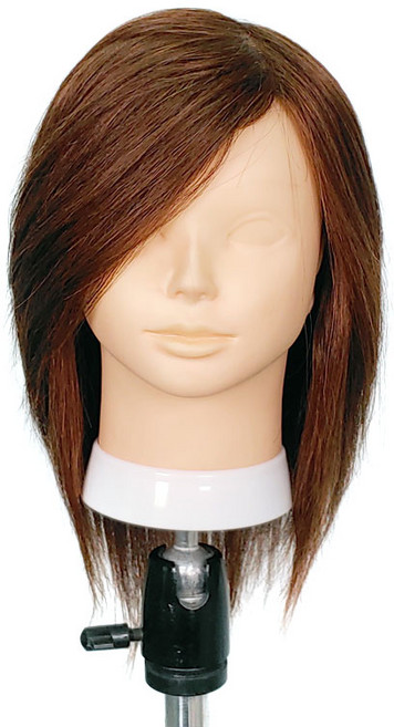 BEUGA(뷰가) 인모 100% 연습용 통가발 숏라인 A타입 라이트브라운 커트 드라이 아이롱 펌 염색 미용 연습 가발, 1개