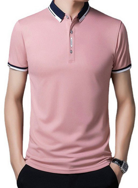 남자 무지 카라넥 카라티 반팔 티셔츠 쾌적한 통기성 (YW-2003)