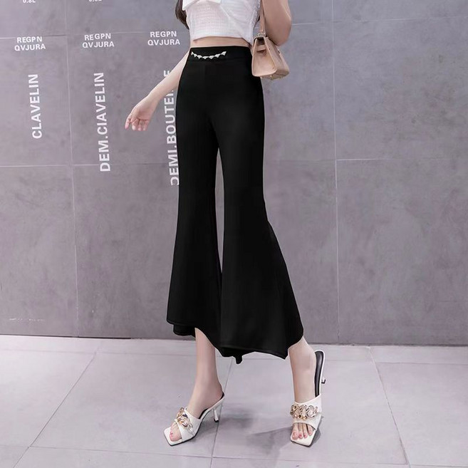 별후이 여성용 봄 여름 빅 사이즈 나팔바지 캐주얼 모던 플레어 정장 9부 팬츠06dtry06LL