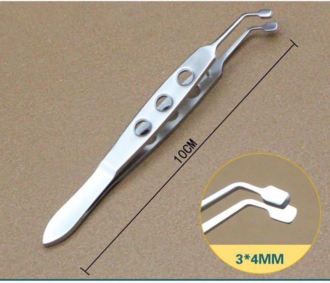 의료용 핀셋 포셉 드레싱 청소 집게 도구 치과 스퀴징 마이봄샘 안과 눈기름샘 눈꺼풀, 1개, 3*4