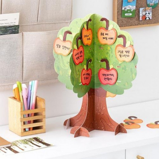 종이 공예 사과나무 조립 키트, 1개, 입체 종이 사과나무 만들기 S2500520