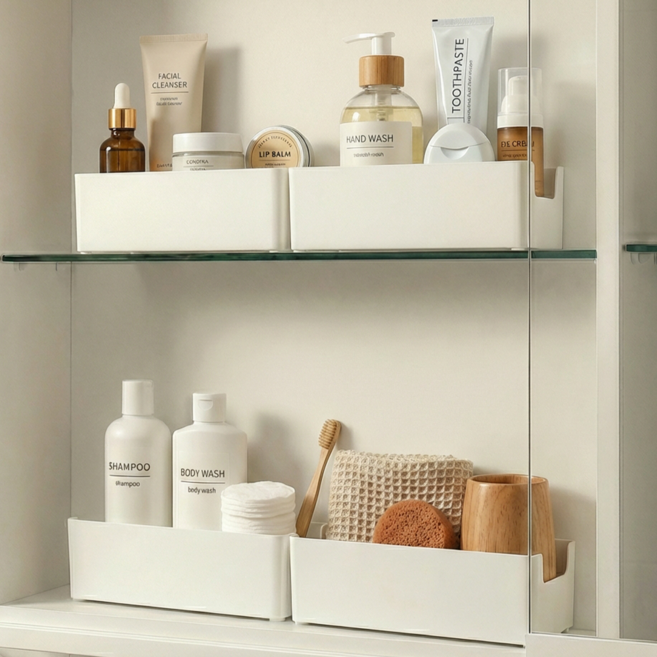 한누네 국내생산 욕실 선반 정리함, 화이트, 6개