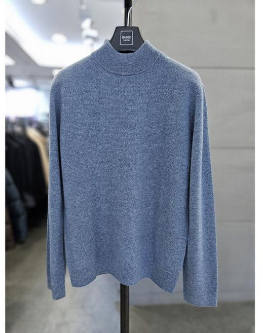 바쏘옴므 남자 반목 니트 블루 100% 반폴라 터틀넥 WSATZ4WN15A 387734