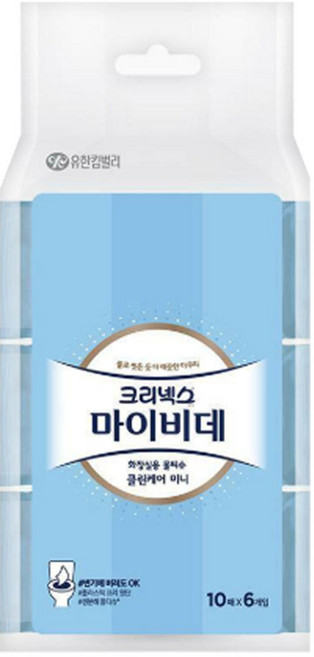 마이비데 크리넥스 클린케어 미니 물티슈 캡형, 55g, 10매, 6개