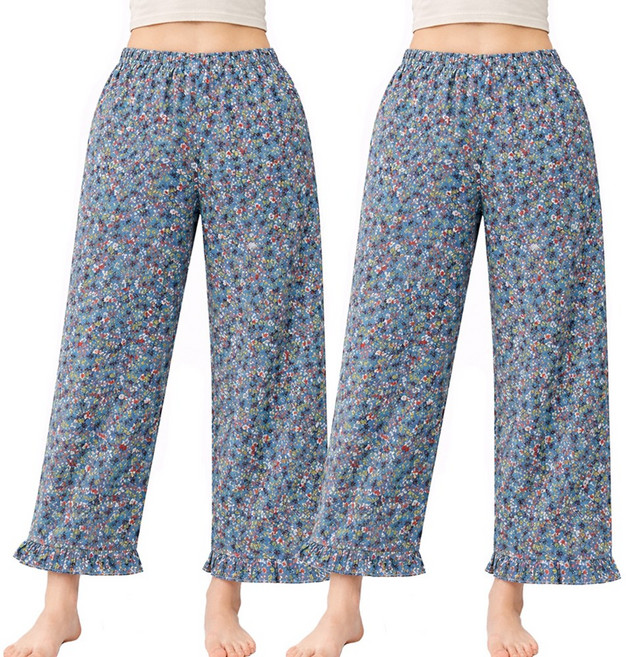 1+1 엘에이스 여성 꽃무늬 잠옷바지 9부 파자마 일바지 2p 002