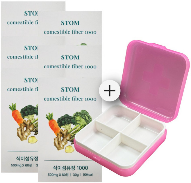 스톰 STOM 식이섬유정 1000 추가 알약 케이스 1P 증정, 6개, 60정