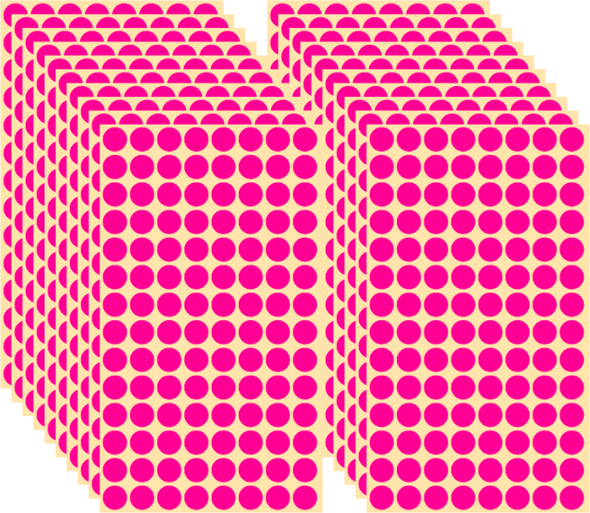 1120개입 네온 컬러 도트 원형 스티커 10mm, 2세트, S5140 진핑크