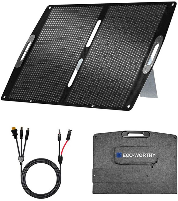 100W 휴대용 태양광 패널 ETFE 접이식 발전소용 고효율 23% 캠핑용 RV 하이킹 오프 그리드 블랙아웃을 위한 조절 가능한 킥스탠드 포함