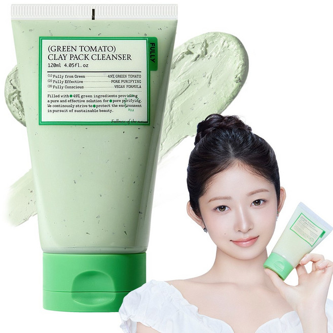 풀리 비건 그린 토마토 클레이 팩 클렌저, 120ml, 1개
