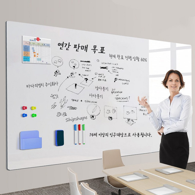 Shipshape 마그네틱 소프트 화이트보드 게시판 문질러 닦기 가능 메모판 회의록판 붙이는화이트보드 시트지