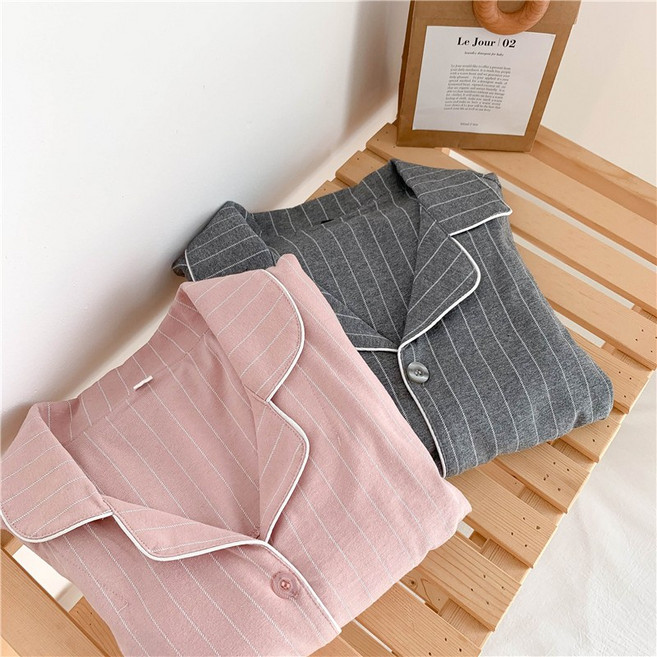 릴리앤로사 2size 순면 커플 스트라이프 잠옷 파자마 세트