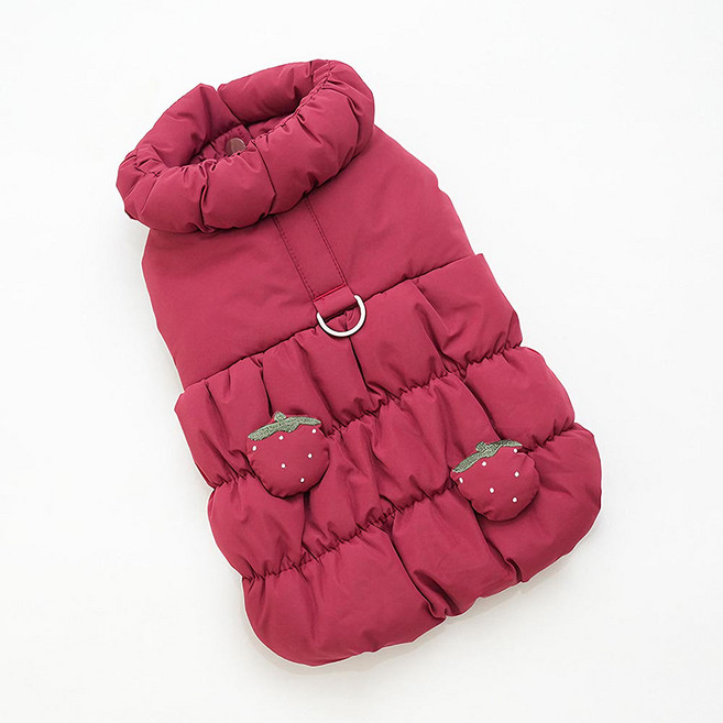 겨울 보온 강아지옷 딸기 호박 귀여운 강아지 보온 도톰 강아지겨울옷 소형견 및 중형견용으로 적합, 1개, 레드 딸기