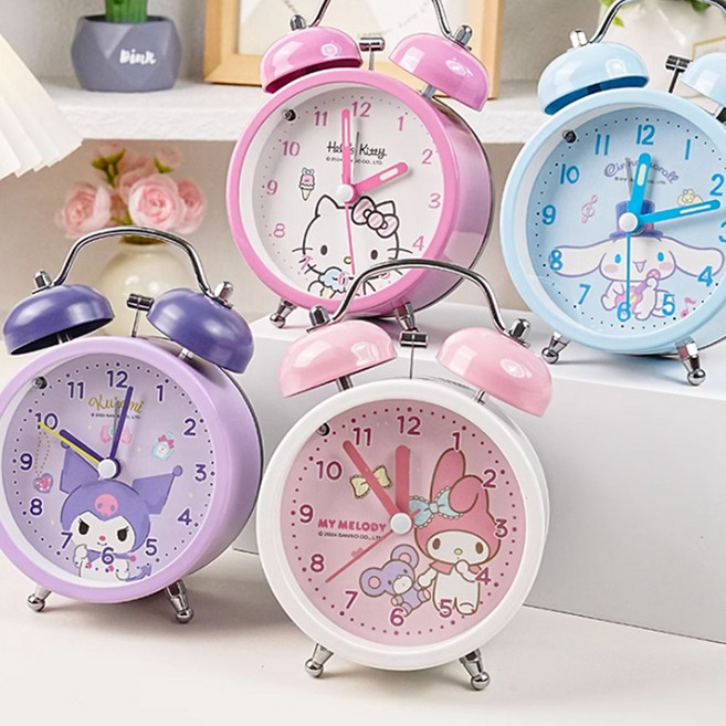산리오 자명종 시계 미니S 시나모롤 마이멜로디 헬로키티 쿠로미 탁상 알람시계, 4.쿠로미