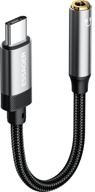 Essager C타입 to 3.5mm 오디오 변환 젠더 3.5 to c타입 이어폰 젠더 c to aux 젠더, 1개, 143mm