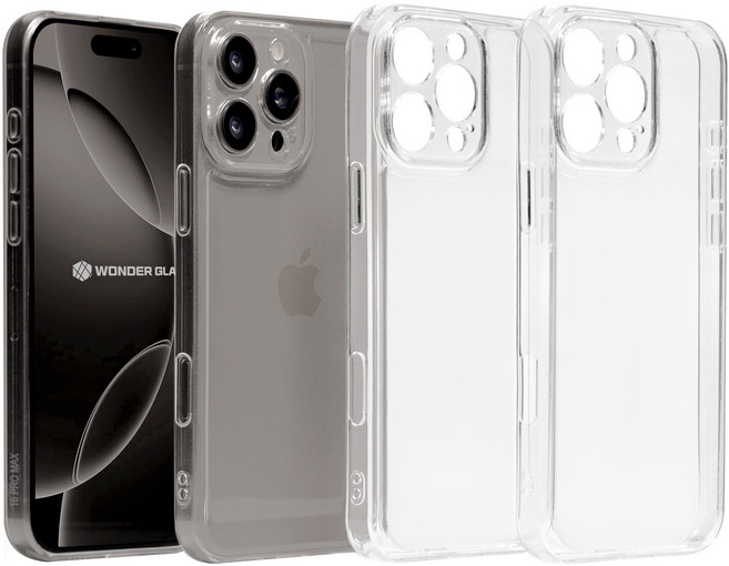 원더글라스 아이폰16/갤럭시 폴드6/플립6/S24 임팩트 퓨어 클리어 카메라 보호 풀커버 투명 케이스 4개입