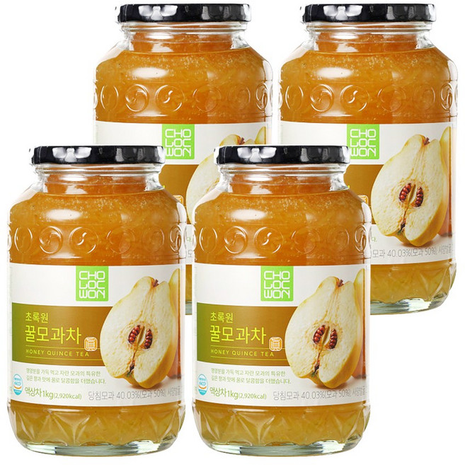 초록원 꿀모과차 액상차, 1kg, 4개