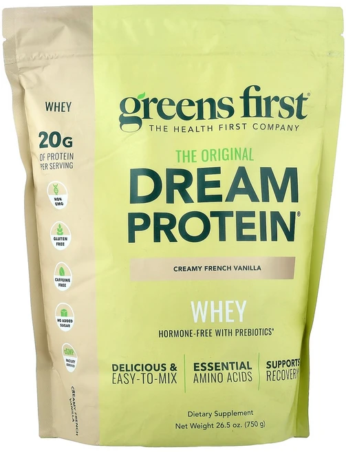 Greens First Dream Protein™ 유청 크리미 프렌치 바닐라 750g(26.5oz) First (그린스 퍼스트), Greens First, Dream Protein™ 유, 750g, 1개 - 쿠팡