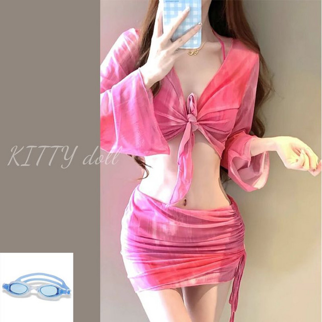比基尼泳衣女分体聚拢性感纯欲海边套装, M 適合80-95斤小姐姐