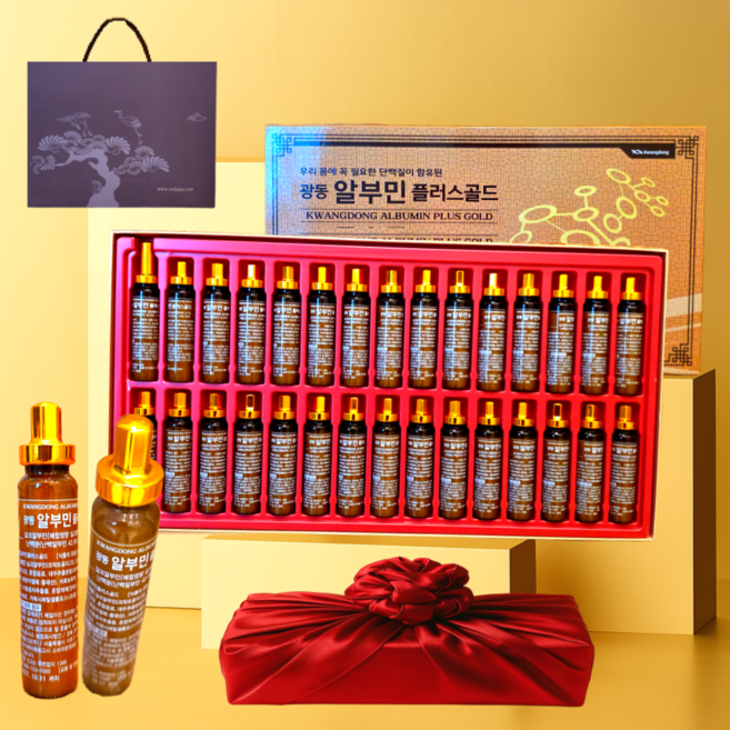 광동 프리미엄 알부민 난백 실크 L아르기닌 골드 30세트(실크알부민 난백분 멀티비타민 함량)+쇼핑백 가정의달 부모님 명절 선물세트(보자기포함), 1개, 600ml