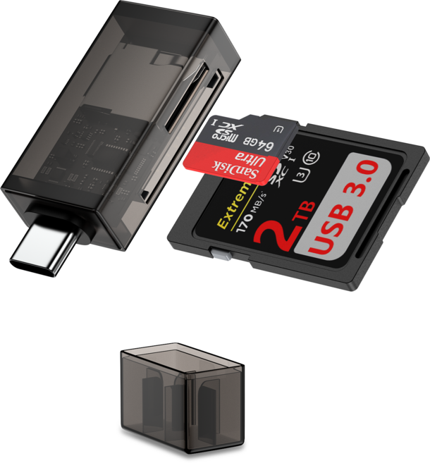 ANNIBER USB 3.0 2TB C타입 대용량 마이크로 SD카드 멀티 리더기 OTG 지원, 1개, 갈색, YK23-05