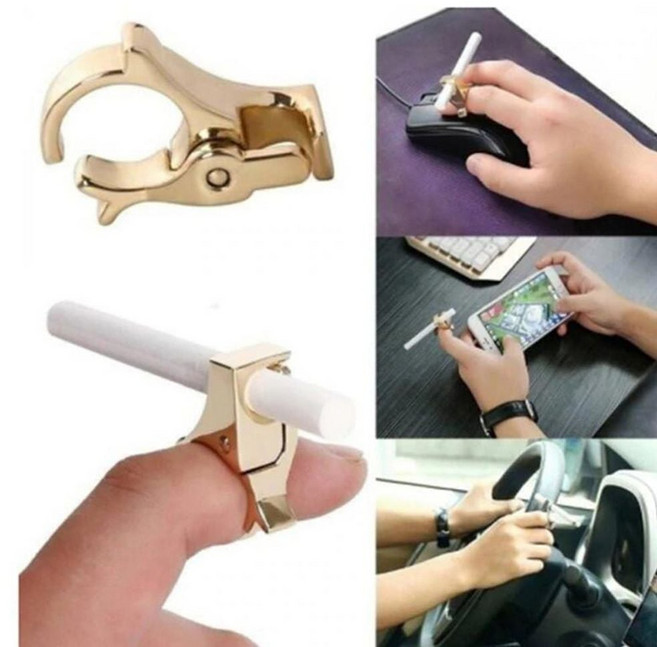 블랙 담배 홀더 집게 손가락 손잡이 파이프 링 반지 냄새 제거