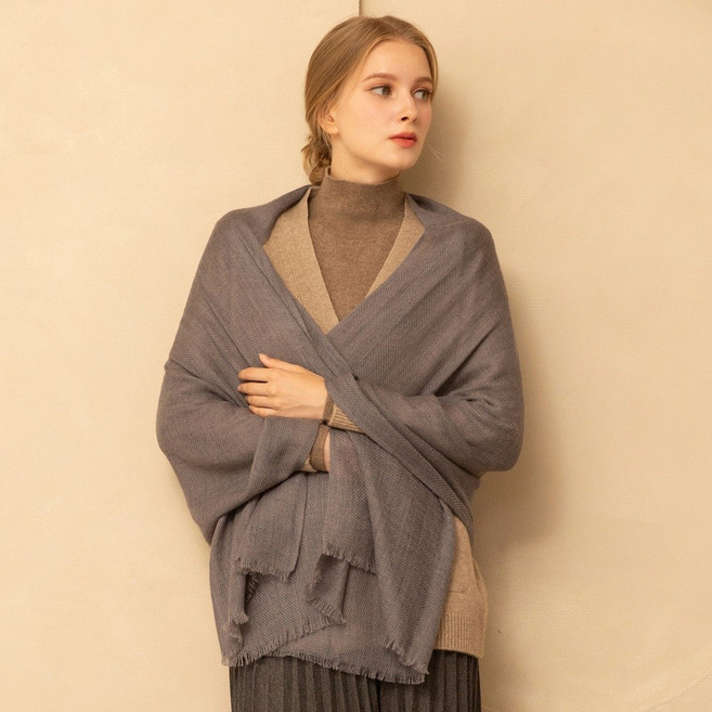 EVSEG 몽골 캐시미어 100% 고급 숄 머플러 가볍고 우아한 부드러운 명품 스카프 예쁜 목도리 단색 여성 봄 가을 간절기 패션 아이템 코디 선물