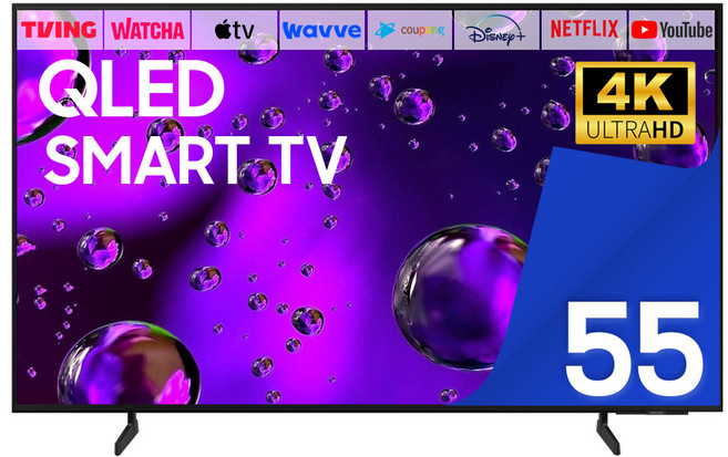 삼성 TV 55Q7F 25년형 QLED 4K 138cm(55인치) LED 스마트 티비 유튜브 넷플릭스 디즈니 미러링, 방문설치, 스탠드형, 55형