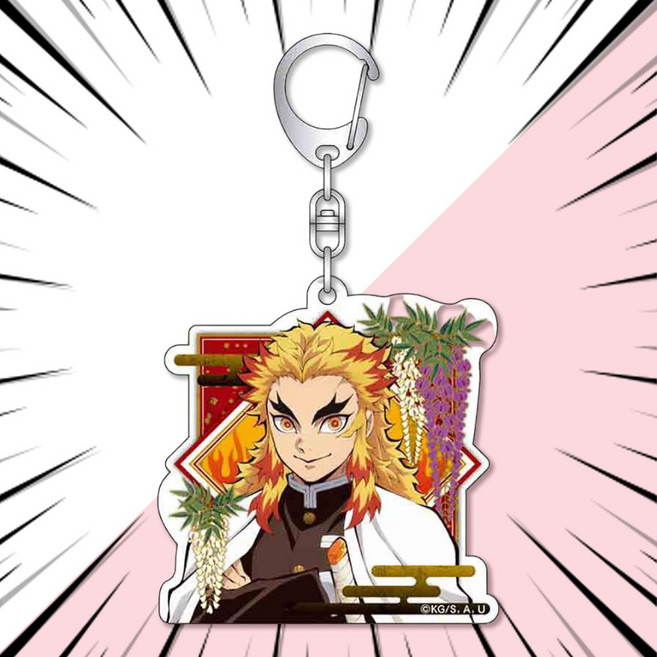 귀멸의 칼날 키링 열쇠고리 키체인 13종 사각프레임ver., G-003671. 렌고쿠 쿄쥬로, 1개