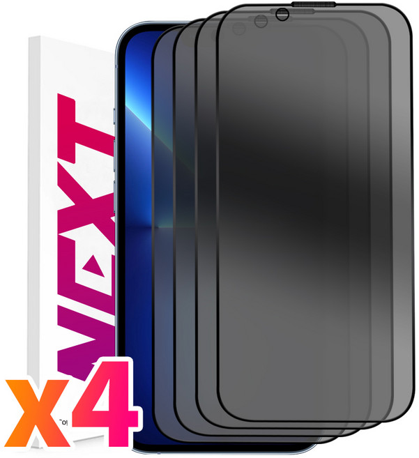 NEXTMOBILE 2+2 아이폰13 프로 프로맥스 미니 터치감 좋은 사생활 보호 풀커버 강화유리 액정 보호 필름, 4개