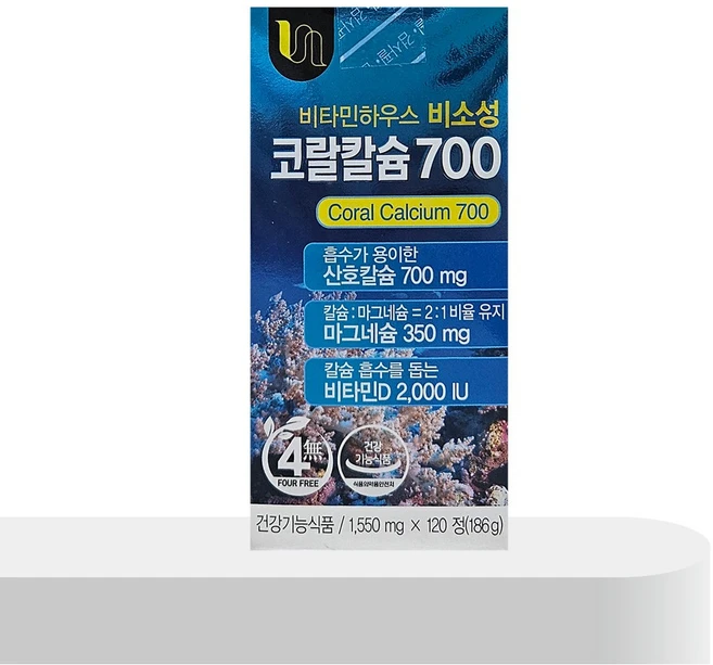 비타민하우스 비소성 코랄칼슘 700, 1개, 120정 - 쿠팡